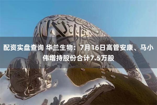 配资实盘查询 华兰生物：7月16日高管安康、马小伟增持股份合计7.5万股